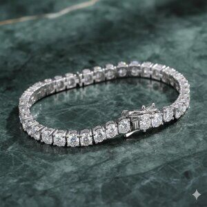 Diamond Tennis Bracelet, Exquisite Tennis Chain Inlaid with Synthetic Zirconia